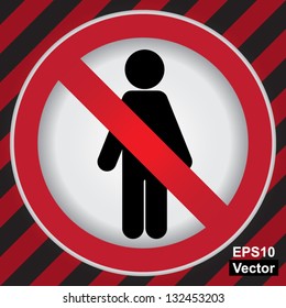 Vector : Circle Prohibited Sign For Member Only or No Enter Sign in Caution Zone Dark and Red Background