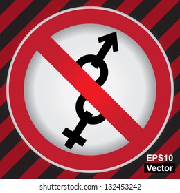 Vector : Circle Prohibited Sign For No Sex or No Entry Sign in Caution Zone Dark and Red Background