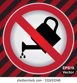 Vector : Circle Prohibited Sign For No Watering or No Plant Sign in Caution Zone Dark and Red Background