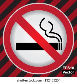 Vector : Circle Prohibited Sign For No Smoking Area Sign With Caution Zone Dark and Red Background