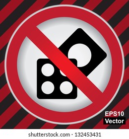 Vector : Circle Prohibited Sign For No Gambling or No Game Sign in Caution Zone Dark and Red Background