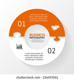 Vector Circle Puzzle Infographic. Template For Cycle Diagram, Graph, Presentation And Round Chart. Business Concept With 2 Options, Parts, Steps Or Processes. Abstract Background.