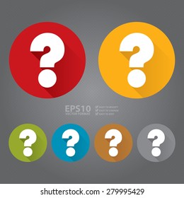 Vector : Circle Question Mark Flat Long Shadow Style Icon, Label, Sticker, Sign or Banner