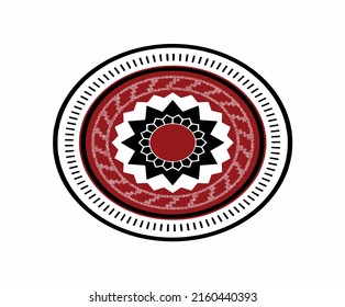 Vector circle in red and in the middle there is a beautiful decoration. Simple designs for logos, symbols, tattoos, icons, brands, book covers, patches, and more.