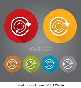 Vector : Circle Reuse, Recycle Flat Long Shadow Style Icon, Label, Sticker, Sign or Banner