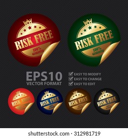 Vector : Circle Risk Free 100% Guarantee Infographics Peeling Sticker, Label, Icon, Sign or Badge