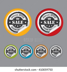 Vector : Circle Sale Special Offer - Product Label, Campaign Promotion Infographics Flat Icon, Peeling Sticker, Sign