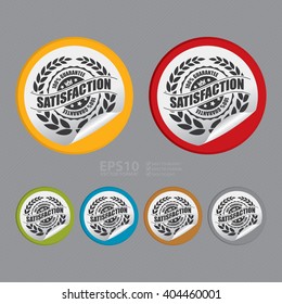 Vector : Circle Satisfaction 100% Guarantee Product Label, Campaign Promotion Infographics Flat Icon, Peeling Sticker, Sign 