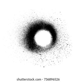 Vector Circle Shape Black Monochrome Spray Paint Decorative Splatter Realistic Texture Isolated On White Background
