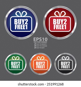 Vector : Circle Shape Metallic Style Buy2 Free1 Icon, Button or Label