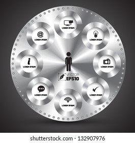 Vector circle silver business concepts with  icons / can use for info-graphic / loop business report or plan / modern template / education template / business brochure /  system diagram