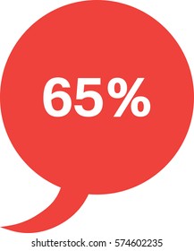 Vector circle speech bubble with 65 percent.
