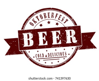 vector circle stamp "oktoberfest beer, cold and delicious"
