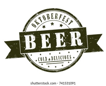 vector circle stamp "oktoberfest beer, cold and delicious"