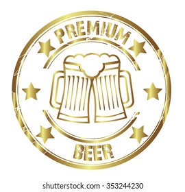 vector circle stamp "premium beer"