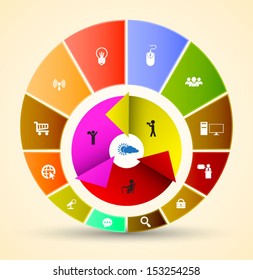 Vector circle step with icons  for business concepts / can use for info-graphic / advertising printing / website / modern template / education template / business brochure /  system diagram 