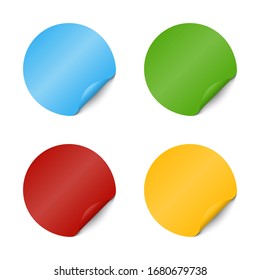 Vector circle stickers with curled corner