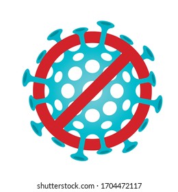 Vector circle symbol coronavirus stop. Isolated on white background.