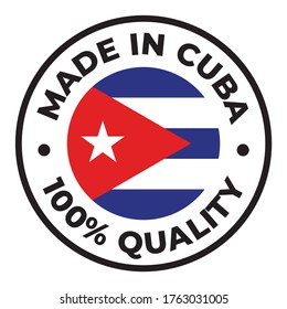 Vector circle symbol. Text Made in Cuba with flag. Isolated on white background.