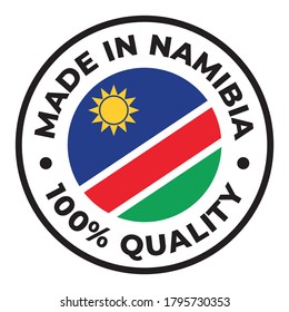 Vektorkreiszeichen. Text Made in Namibia mit Flagge. Einzeln auf weißem Hintergrund.
