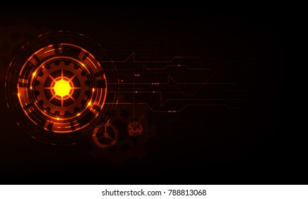 Vector circle tech with gear on technology background.