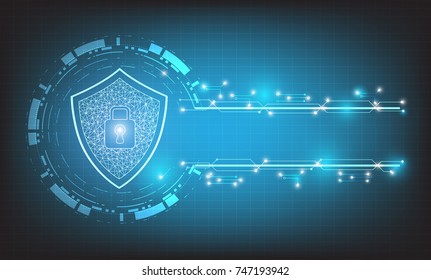 Vector circle tech with security design on blue background.