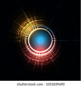 Vector circle technology design on black color background .