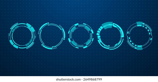 Vector circle technology sci fi and futuristic frame blue