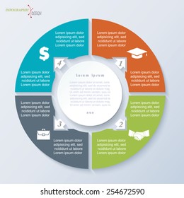 Vector Circle Template Infographic For Business Project Or Presentation With Four Segments Can Be Used For Web Design, Workflow Or Graphic Layout, Diagram, Education