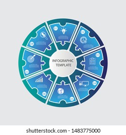 Vector circle template for infographics. Business concept with 8 options
