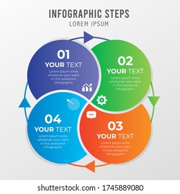 Vector circle template for infographics. 
Business concept with 4 options, steps, 
parts, segments. Banner for diagram, 
round chart