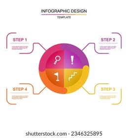 Vector circle template for infographics. Business concept with 4 options, steps, parts, segments. Banner for cycling diagram, round chart, pie chart, business presentation, annual report, web design