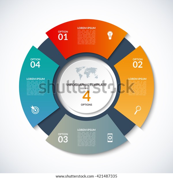 Vector circle template for infographics. Business\
concept with 4 options, steps, parts, segments. Banner for cycling\
diagram, round chart, pie chart, business presentation, annual\
report, web design