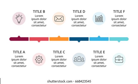 Vector circle timeline infographic, cycle diagram, years graph, presentation chart. Business concept with 7 options, parts, steps, processes. 16x9 dark template.