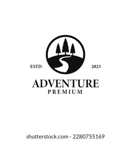Vector circle tree and river logo design concept illustration idea