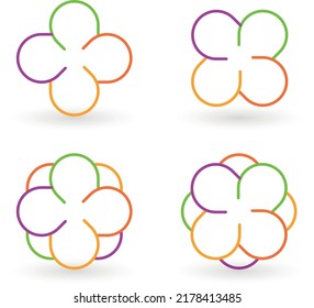 Vector circle and triangle arrows infographic, cycle diagram, data graph, presentation chart. Round swirl colorful flower and pattern template. Business startup concept with 4 different options, parts
