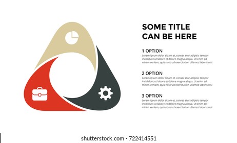 Vector Circle Triangle Infographic, Cycle Diagram, Geometric Graph, Presentation Chart. Business Concept Infographics With 3 Options, Parts, Steps, Processes. 16x9 Slide Template.