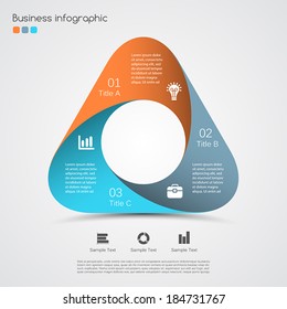 Vector Circle Triangle Infographic. Template For Diagram, Graph, Presentation And Chart. Business Concept With Three Options, Parts, Steps Or Processes. Abstract Background.