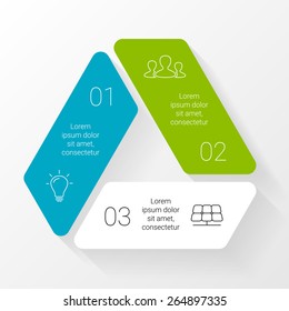 Vector circle triangle infographic. Template for cycle diagram, graph, presentation and round chart. Business concept with 3 options, parts, steps or processes. Abstract background.