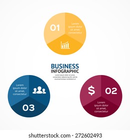Vector circle triangle infographic. Template for cycle diagram, graph, presentation and round chart. Business concept with 3 equal options, parts, steps or processes. Startup layout for your project.