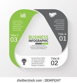 Vector circle triangle infographic. Template for cycle diagram, graph, presentation and round chart. Business concept with 3 options, parts, steps or processes. Abstract background.