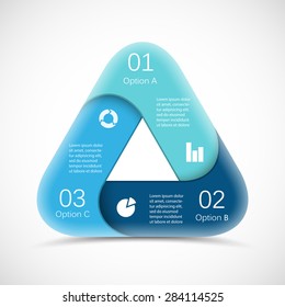 Vector circle triangle infographic. Template for diagram, graph, presentation and chart. Business concept with 3 options, parts, steps or processes. Abstract background. 3d data visualization.