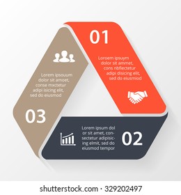 Vector circle triangle infographic. Template for cycle diagram, graph, presentation and round chart. Business concept with 3 options, parts, steps or processes. Abstract background.