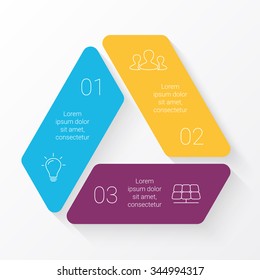 Vector Circle Triangle  Infographic. Template For Cycle Diagram, Graph, Presentation And Round Chart. Business Concept With 3 Options, Parts, Steps Or Processes. Abstract Background.