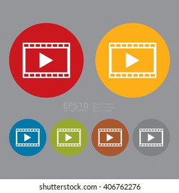 Vector : Circle Video, VDO, Movie, Media Infographics Flat Icon, Sign