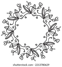Vector circle vintage fantasy frame - decorative floral wreath for cards, coasters design.