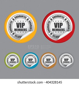 Vector : Circle VIP Members Guarantee Product Label, Campaign Promotion Infographics Flat Icon, Peeling Sticker, Sign