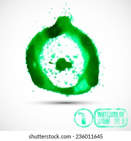 vector circle of watercolor ink isolated on white