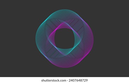 Vector circle wave logo isolated on grey background