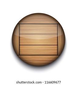 Vector circle wooden app icon on white background. Eps10